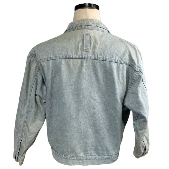 Vintage Uniform Blues Denim 80's Jacket Large Button-Up Light Wash Distressed - Picture 3 of 9